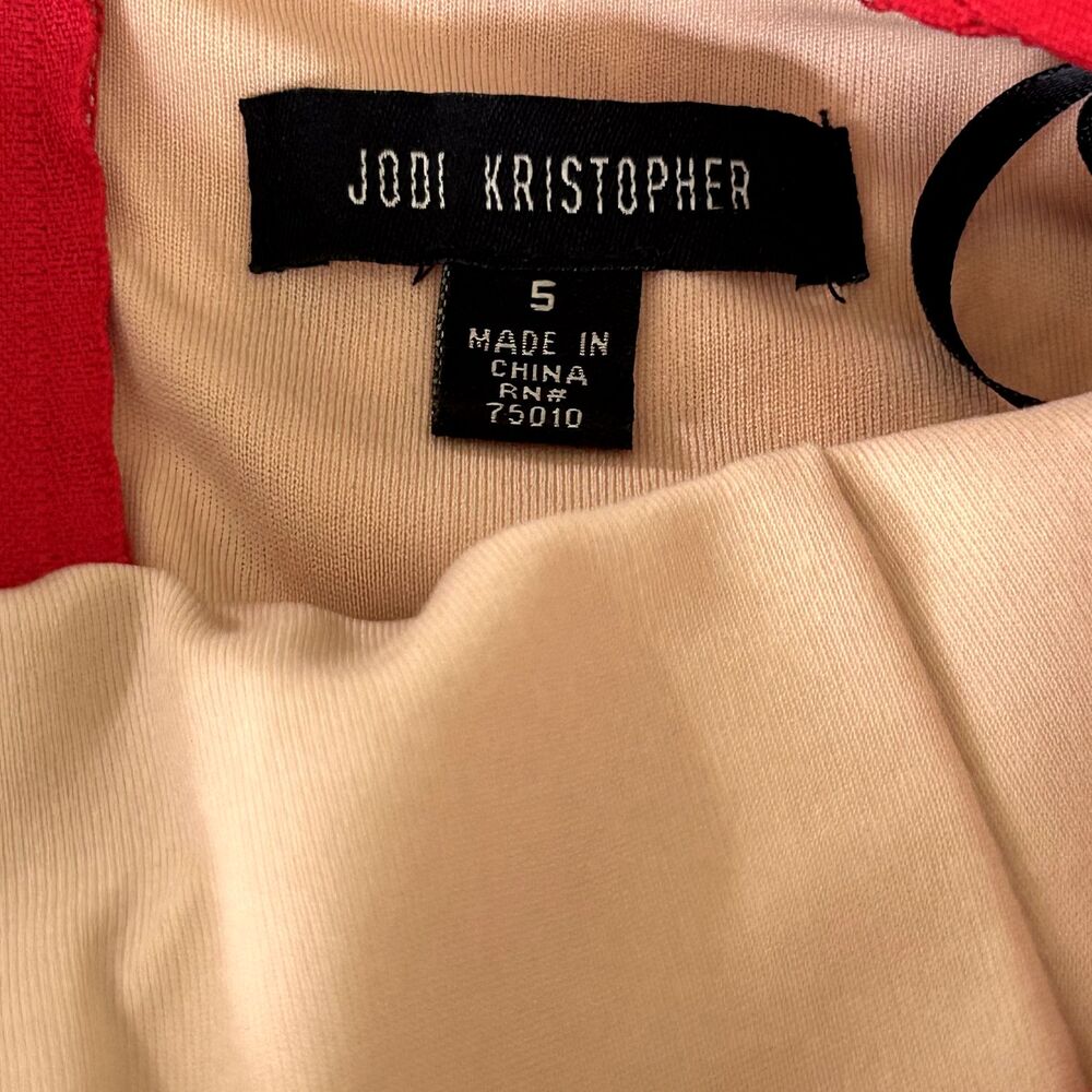 JODI KRISTOPHER Red Sleeveless Rhinestone Detail Party Lace Mini Dress Juniors 5 - Picture 3 of 8